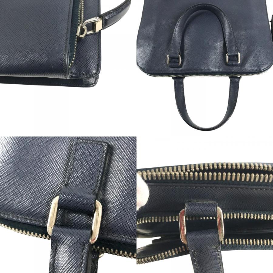 PRADA プラダ トライアングルロゴ 三角ロゴ プレート ハンドバッグ カバン 縦長 ビジネスバッグ ブルー ユニセックス【中古】 | PRADA | 07