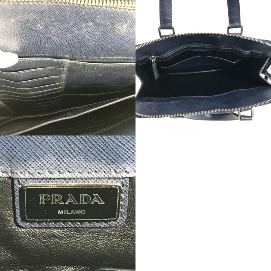 PRADA プラダ トライアングルロゴ 三角ロゴ プレート ハンドバッグ カバン 縦長 ビジネスバッグ ブルー ユニセックス【中古】 | PRADA | 09