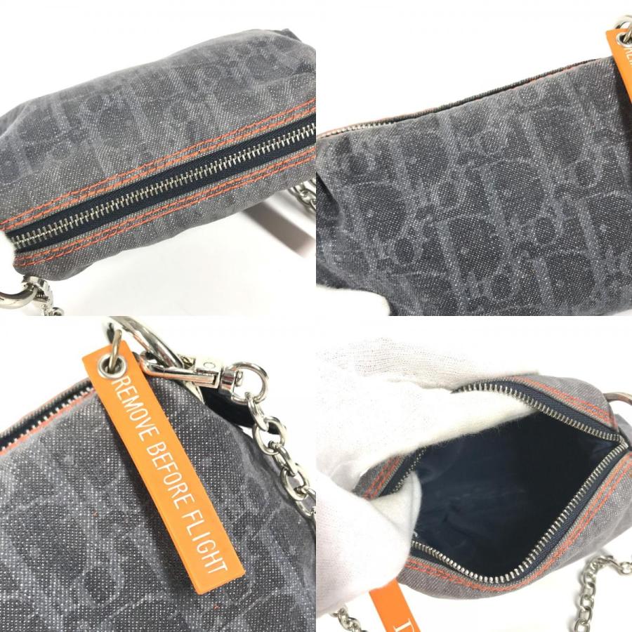 Dior ディオール ロゴ デニム メイクポーチ コスメポーチ ショルダーバッグ 斜め掛け フライトトロッター 化粧ポーチ ネイビー【中古】 |  | 08