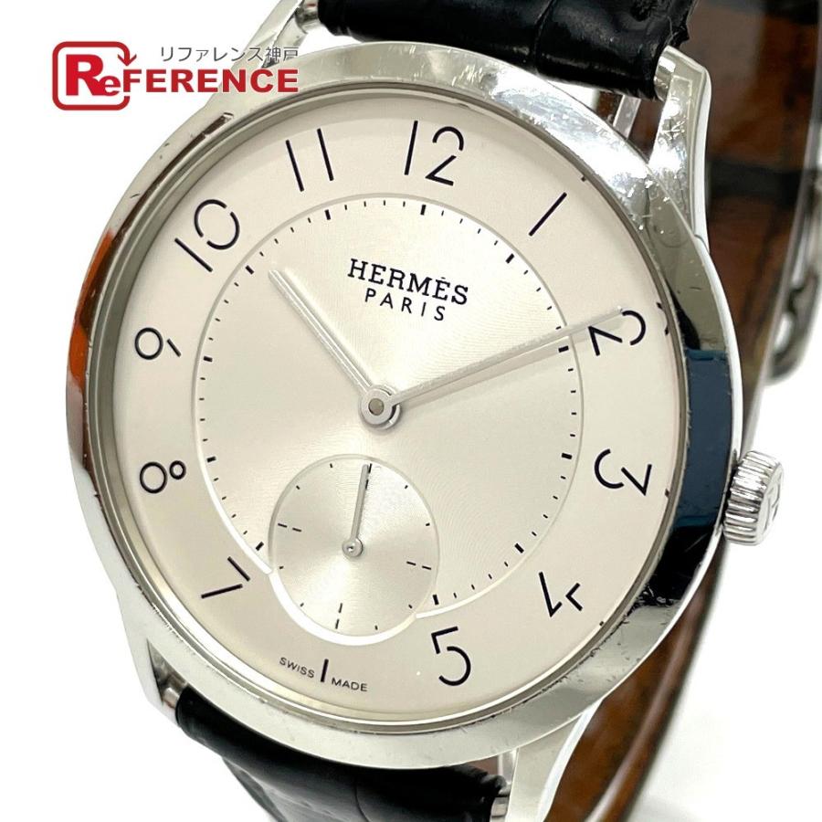 Hermes エルメス Ca2 810 スリムドゥエルメス 裏スケ スモールセコンド 腕時計 シルバー シルバー ブラック メンズ 中古 S 201216 19 リファレンス コレクション 通販 Yahoo ショッピング