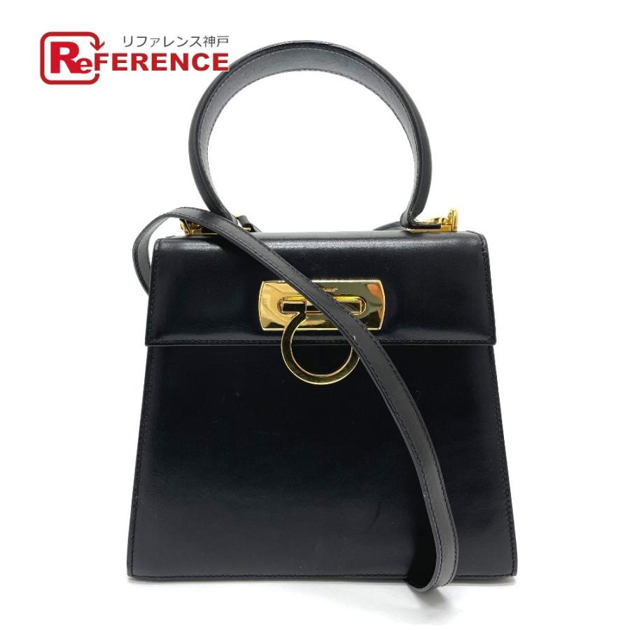 Salvatore Ferragamo サルヴァトーレフェラガモ BX-212193 ガンチーニ スクエア型 2WAYバッグ 鞄 ミニバッグ レディース ブラック | 