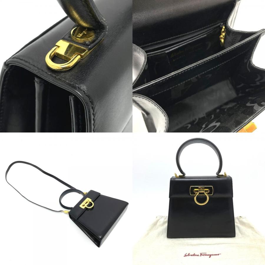 Salvatore Ferragamo サルヴァトーレフェラガモ BX-212193 ガンチーニ スクエア型 2WAYバッグ 鞄 ミニバッグ レディース ブラック |  | 09