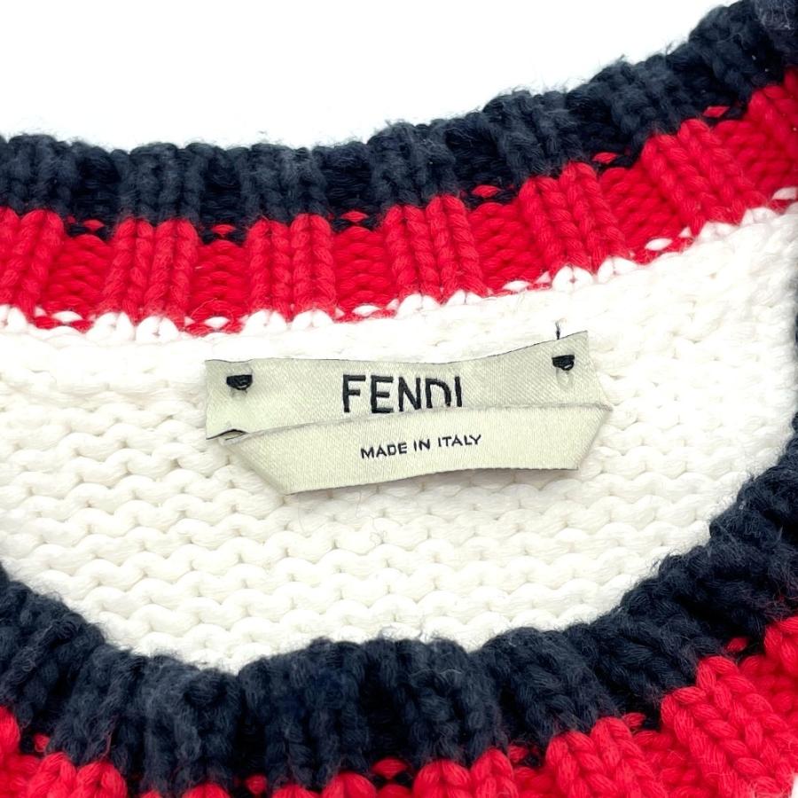 フェンディ FAE137 ロゴ プルオーバーニット ニット 長袖 ホワイト FENDI（フェンディ） FAE137 ロゴ プルオーバーニット フィラ セーター