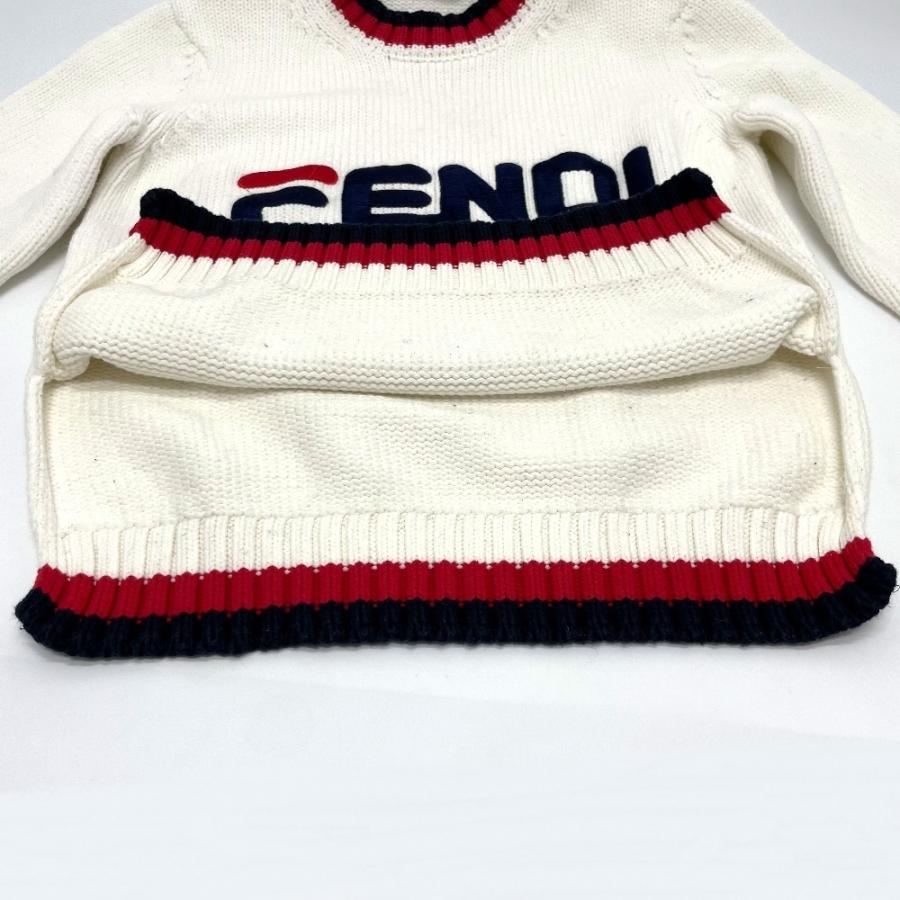 フェンディ FAE137 ロゴ プルオーバーニット ニット 長袖 ホワイト FENDI（フェンディ） FAE137 ロゴ プルオーバーニット フィラ セーター