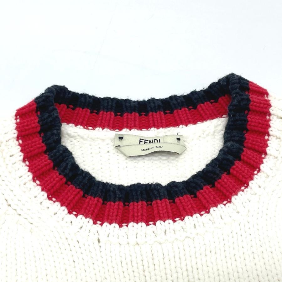 フェンディ FAE137 ロゴ プルオーバーニット ニット 長袖 ホワイト FENDI（フェンディ） FAE137 ロゴ プルオーバーニット フィラ セーター