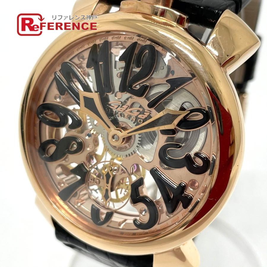 Gaga Milano ガガミラノ 5311 02 スケルトン マヌアーレ48 手巻き メンズ腕時計 Gp メンズ ゴールド S 7 リファレンス コレクション 通販 Yahoo ショッピング