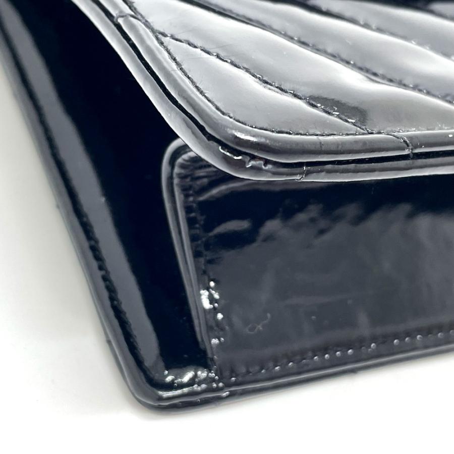 CHANEL シャネル Vステッチ シェブロン CCココマーク チェーン ショルダーバッグ エナメル/レザー ブラック レディース【中古】 | CHANEL | 04