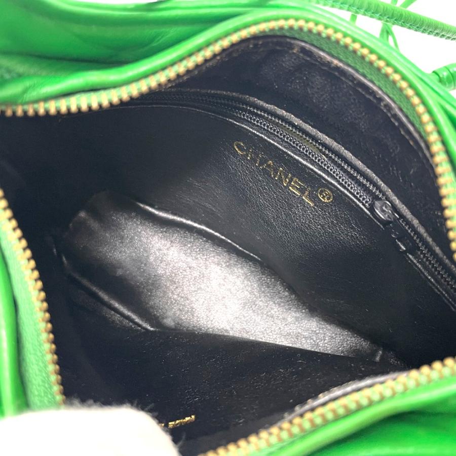 CHANEL シャネル CC ココマーク マトラッセ タッセル フリンジ ショルダーバッグ ラムスキン グリーン レディース【中古】 | CHANEL | 08