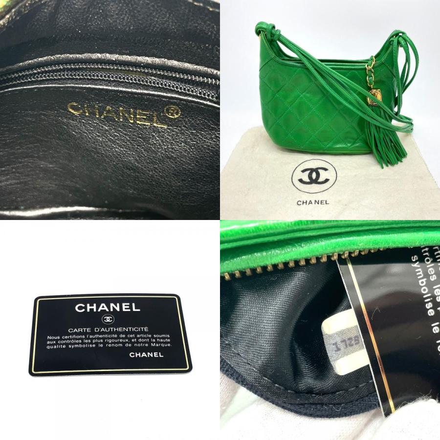 CHANEL シャネル CC ココマーク マトラッセ タッセル フリンジ ショルダーバッグ ラムスキン グリーン レディース【中古】 | CHANEL | 09