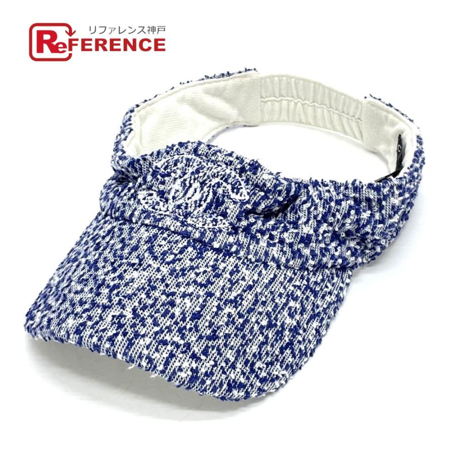 CHANEL シャネル CCココマーク サンバイザー 16P サンバイザー コットン レディース ブルー×ホワイト | CHANEL