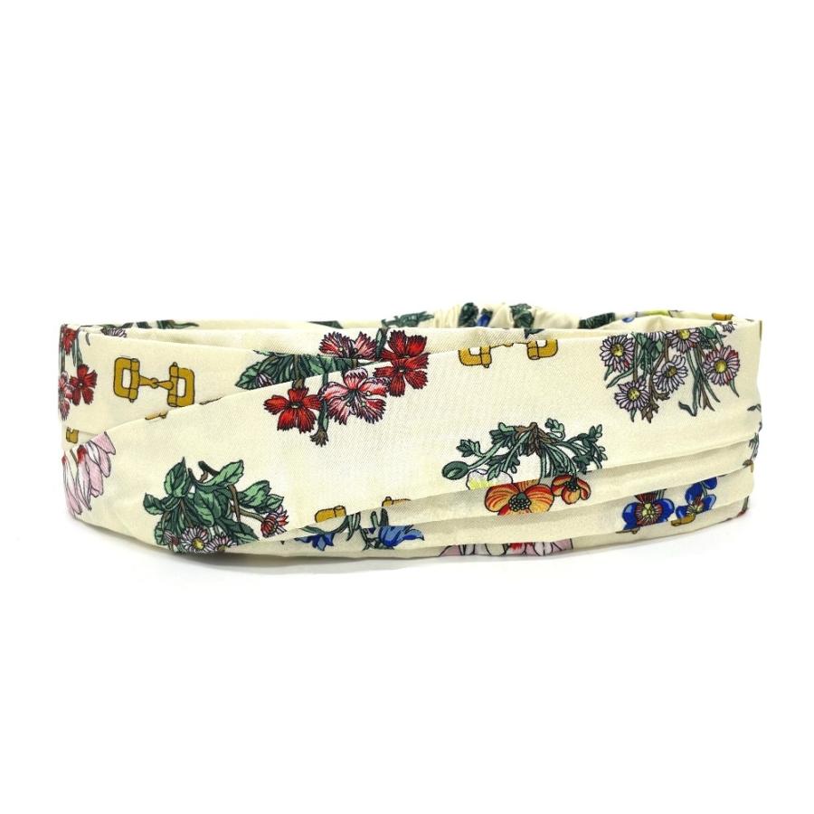 【訳あり】GUCCI 花柄 シルクヘアバンド GUCCI（グッチ） フラワー バンダナ ヘアバンド シルク/ポリエステル