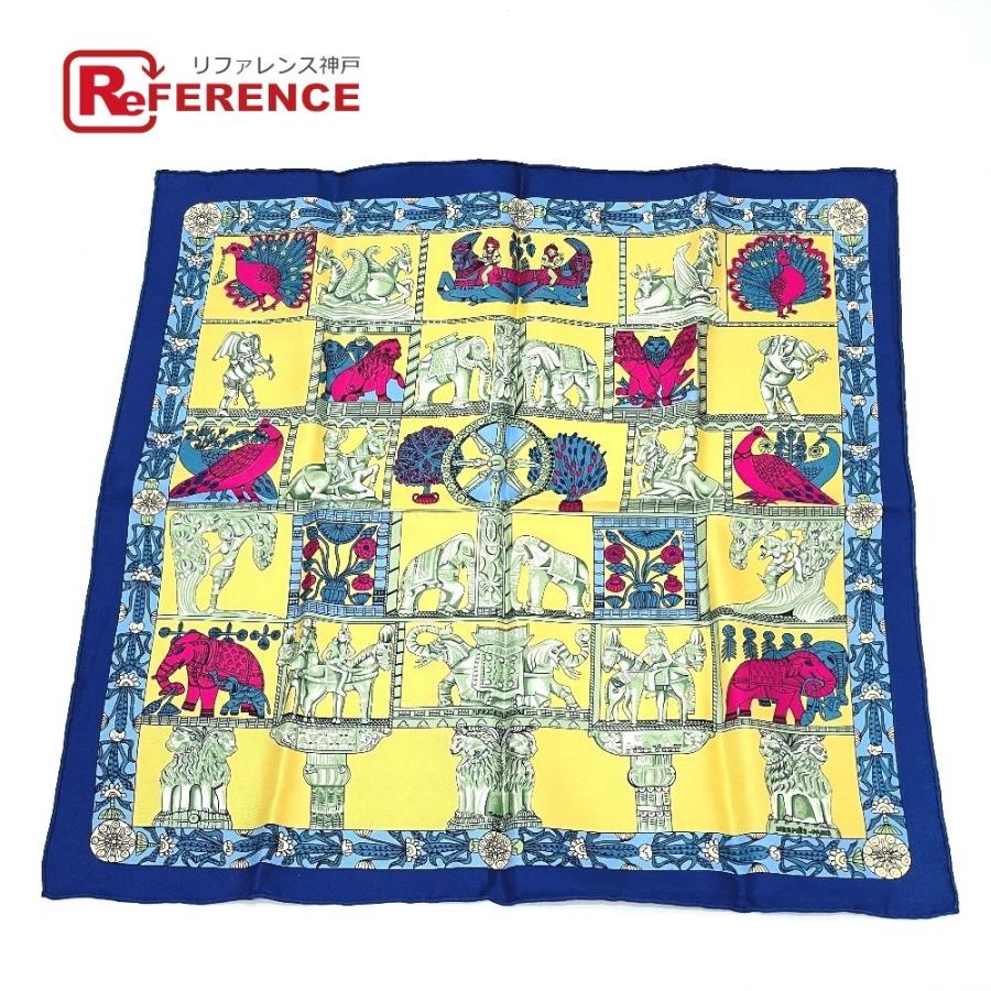 美品 HERMES エルメス TORANA 塔門 カレ45 ポケットチーフ スカーフ