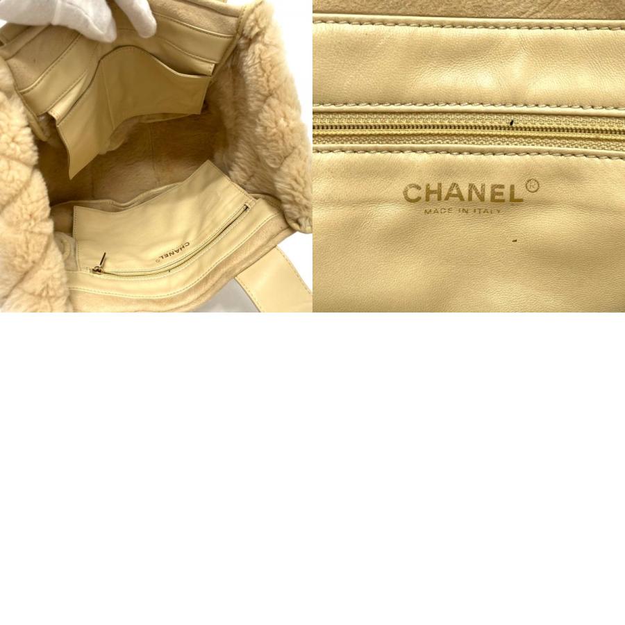 CHANEL シャネル CC ココマーク モコモコ ハンドバッグ ムートン/レザー レディース ベージュ×ゴールド金具 | CHANEL | 09