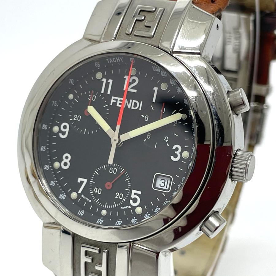 Fendi フェンディ 4500g クロノグラフ デイト オロロジ クオーツ メンズ腕時計 Ss レザーベルト メンズ シルバー S 43 リファレンス コレクション 通販 Yahoo ショッピング