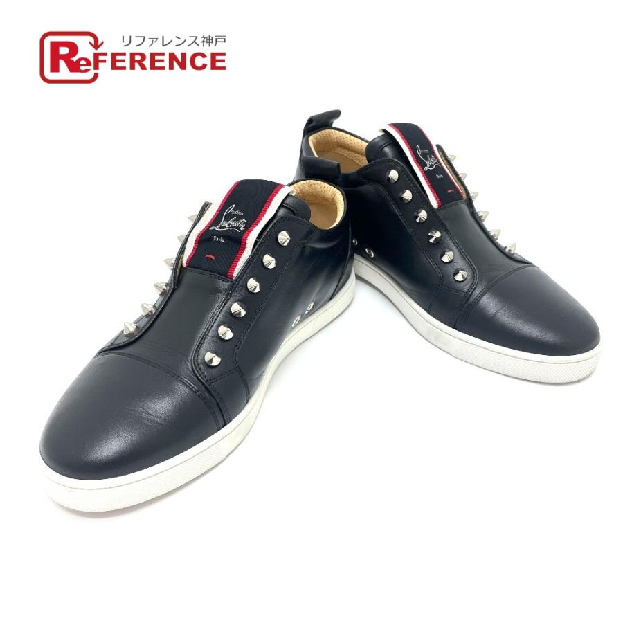 Christian Louboutin クリスチャンルブタン スパイクスタッズ ロゴ スニーカー レザー メンズ ブラック S 8 リファレンス コレクション 通販 Yahoo ショッピング