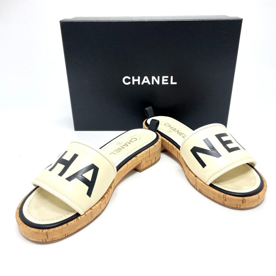 CHANEL シャネル G35799 CC ココマーク ミュール コルク サンダル