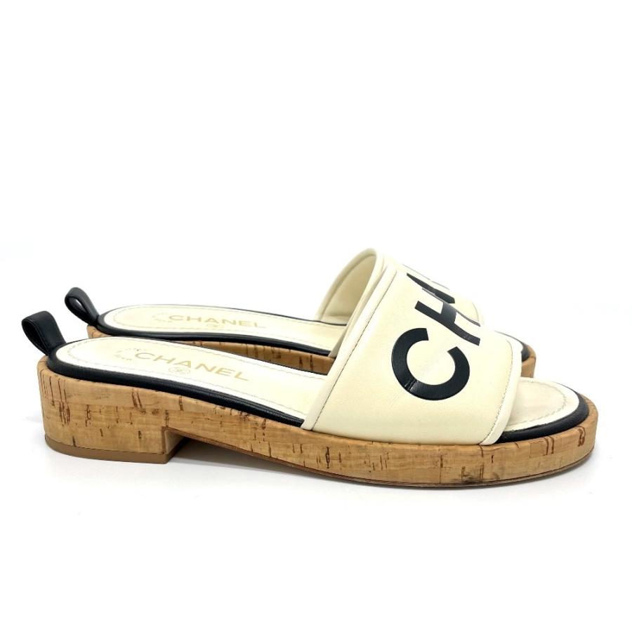 CHANEL シャネル G35799 CC ココマーク ミュール コルク サンダル