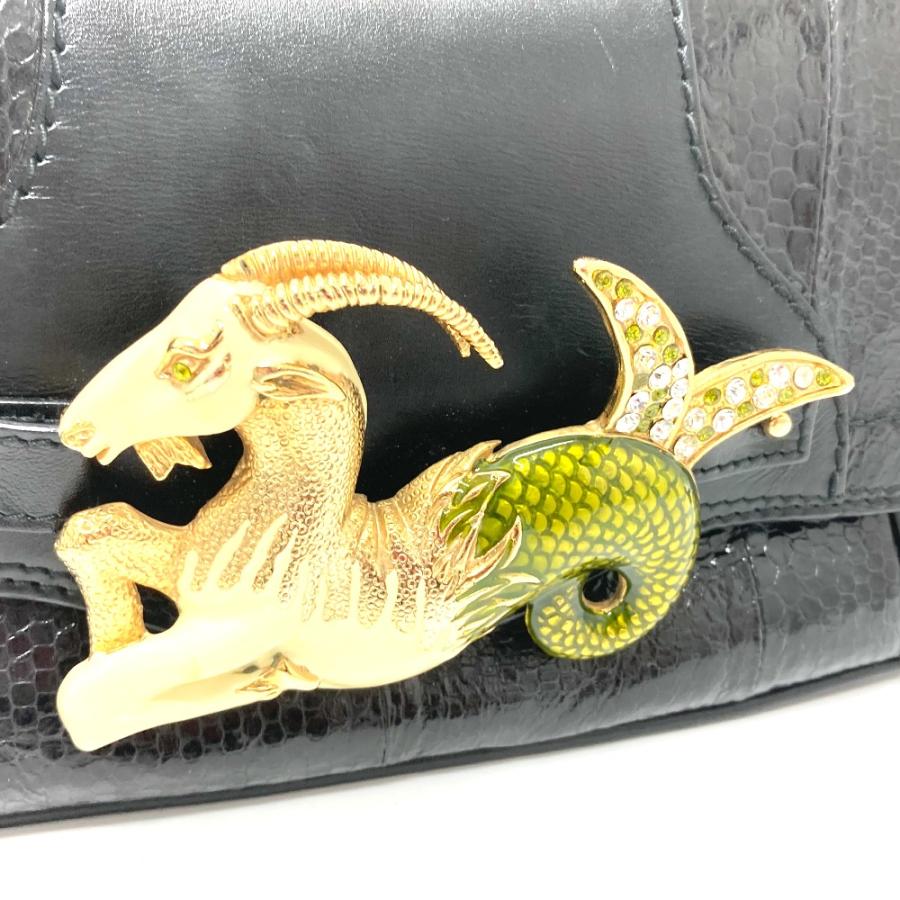 DOLCE&GABBANA ドルチェアンドガッバーナ 星座 モチーフ Capricorn ハンドバッグ ショルダーバッグ レザー ブラック レディース【中古】 |  | 03