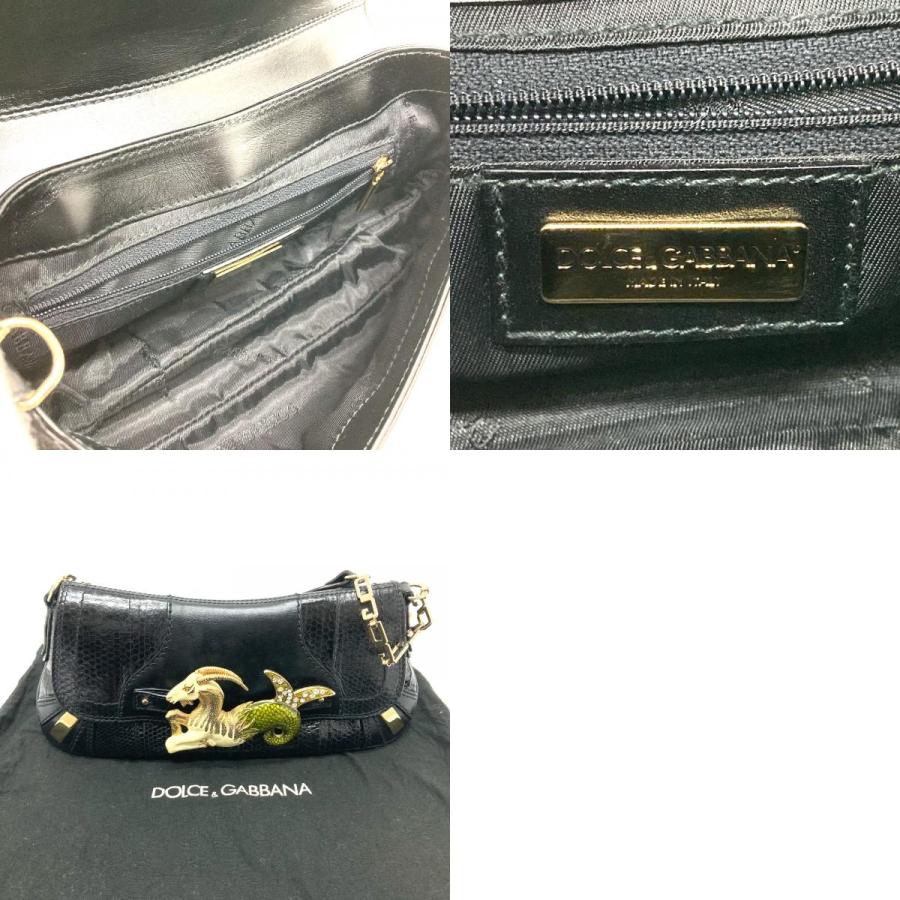 DOLCE&GABBANA ドルチェアンドガッバーナ 星座 モチーフ Capricorn ハンドバッグ ショルダーバッグ レザー ブラック レディース【中古】 |  | 09