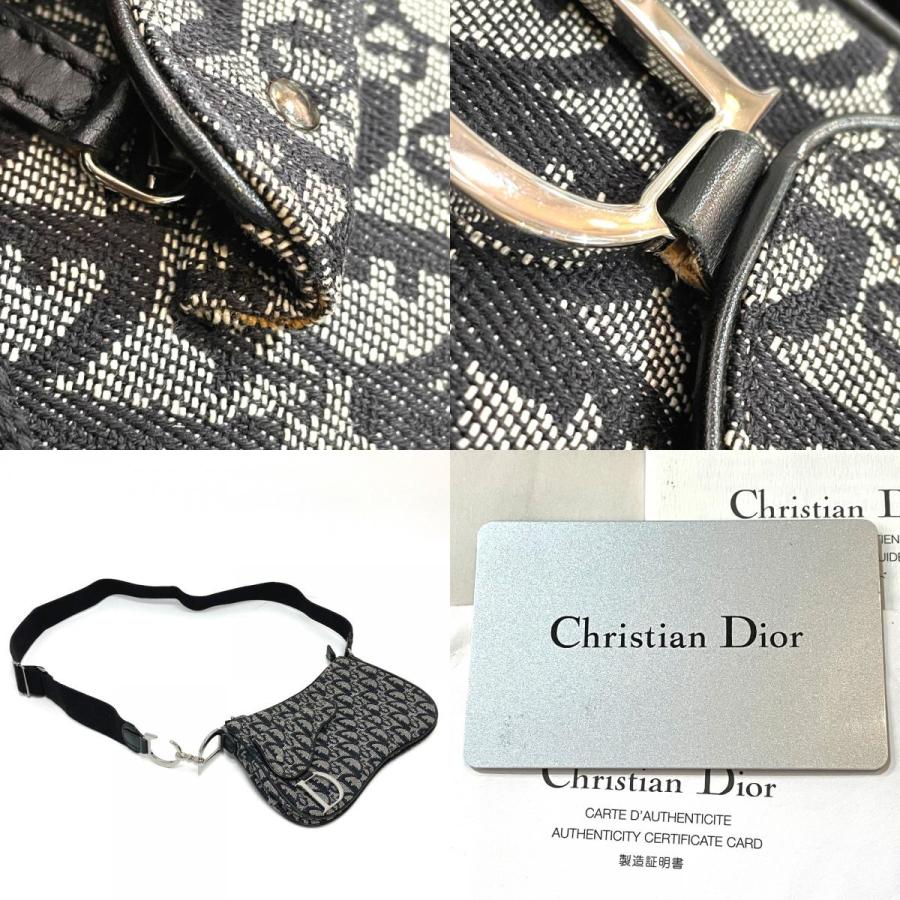 Christian Dior クリスチャンディオール トロッター サドルバッグ 斜め掛け ショルダーバッグ グレー×ブラック レディース【中古】 |  | 09