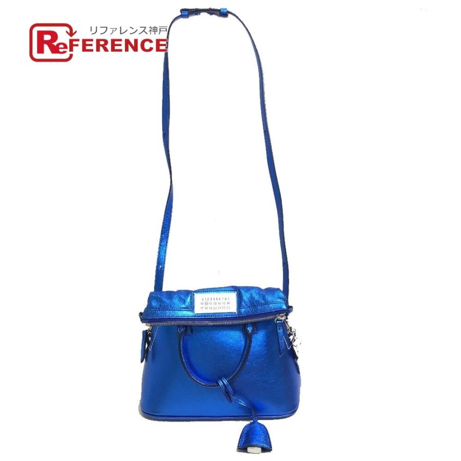 Maison Margiela メゾンマルジェラ 5AC カバン 2WAYバッグ ハンドバッグ 斜め掛け ショルダーバッグ ガンメタ ブルー レディース【中古】 | 