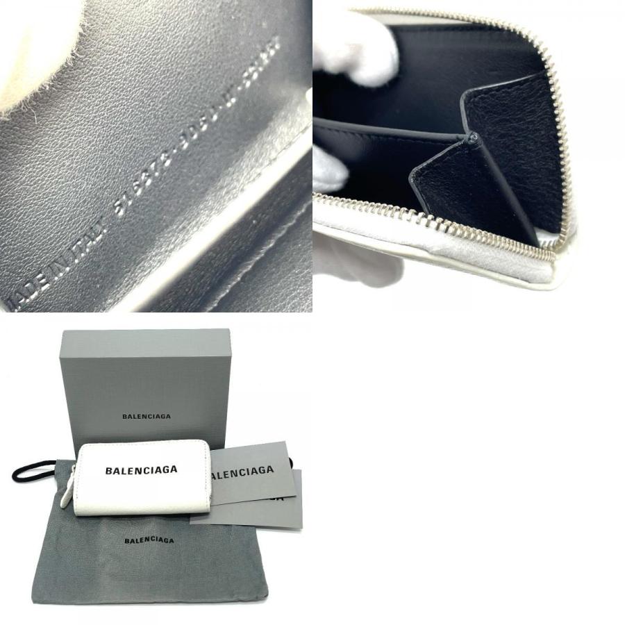美品 BALENCIAGA バレンシアガ 516373 ロゴ エブリデイ カードケース 革小物 コインケース レザー ホワイト ユニセックス【中古】 | BALENCIAGA | 09