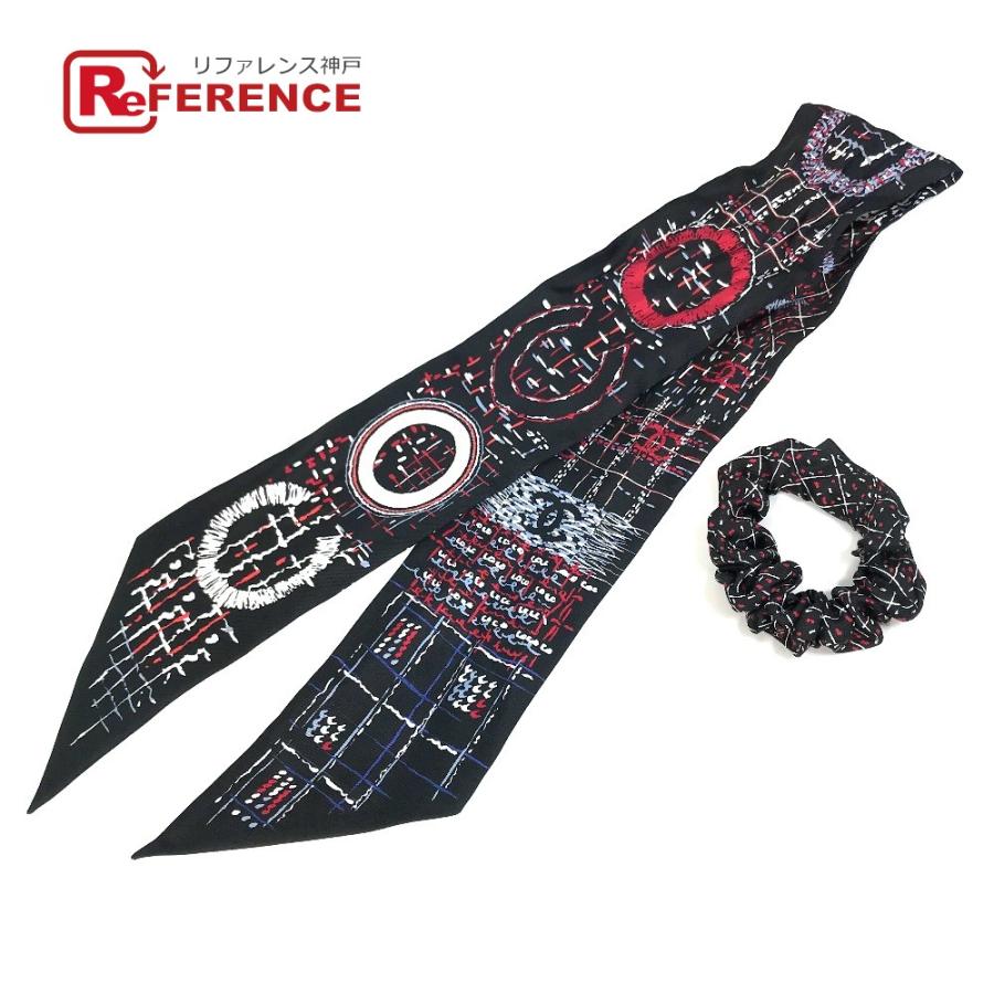 CHANEL シャネル ココマーク CC リボン 22K/ヘアアクセサリー スカーフ 2点セット シュシュ シルク ブラック  レディース【中古】新品同様 :S-221104-7:リファレンス コレクション - 通販 - Yahoo!ショッピング