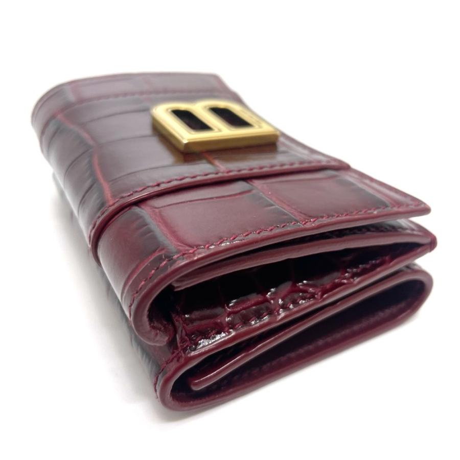 BALENCIAGA バレンシアガ 600212 Bロゴ 型押し コンパクト 3つ折り財布 レザー ボルドー レディース【中古】 | BALENCIAGA | 03