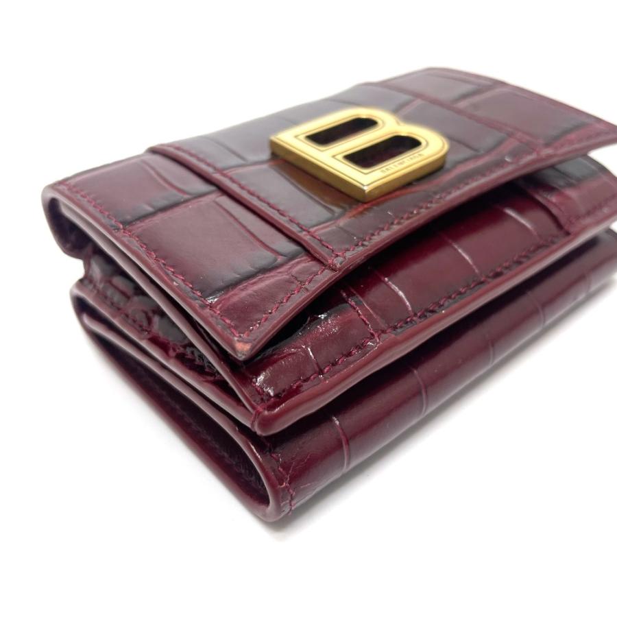 BALENCIAGA バレンシアガ 600212 Bロゴ 型押し コンパクト 3つ折り財布 レザー ボルドー レディース【中古】 | BALENCIAGA | 04
