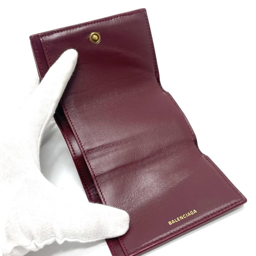 BALENCIAGA バレンシアガ 600212 Bロゴ 型押し コンパクト 3つ折り財布 レザー ボルドー レディース【中古】 | BALENCIAGA | 08