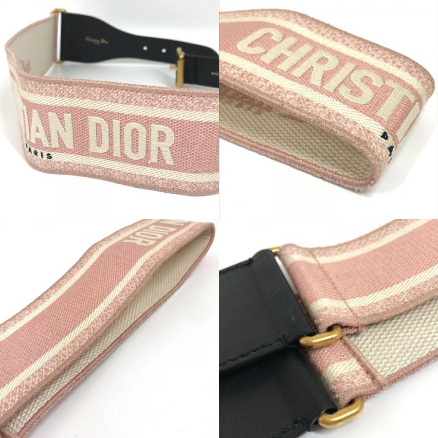 Dior ディオール エンブロイダリー ロゴ 太ベルト 幅広 ベルト キャンバス/レザー ピンク レディース【中古】 |  | 08