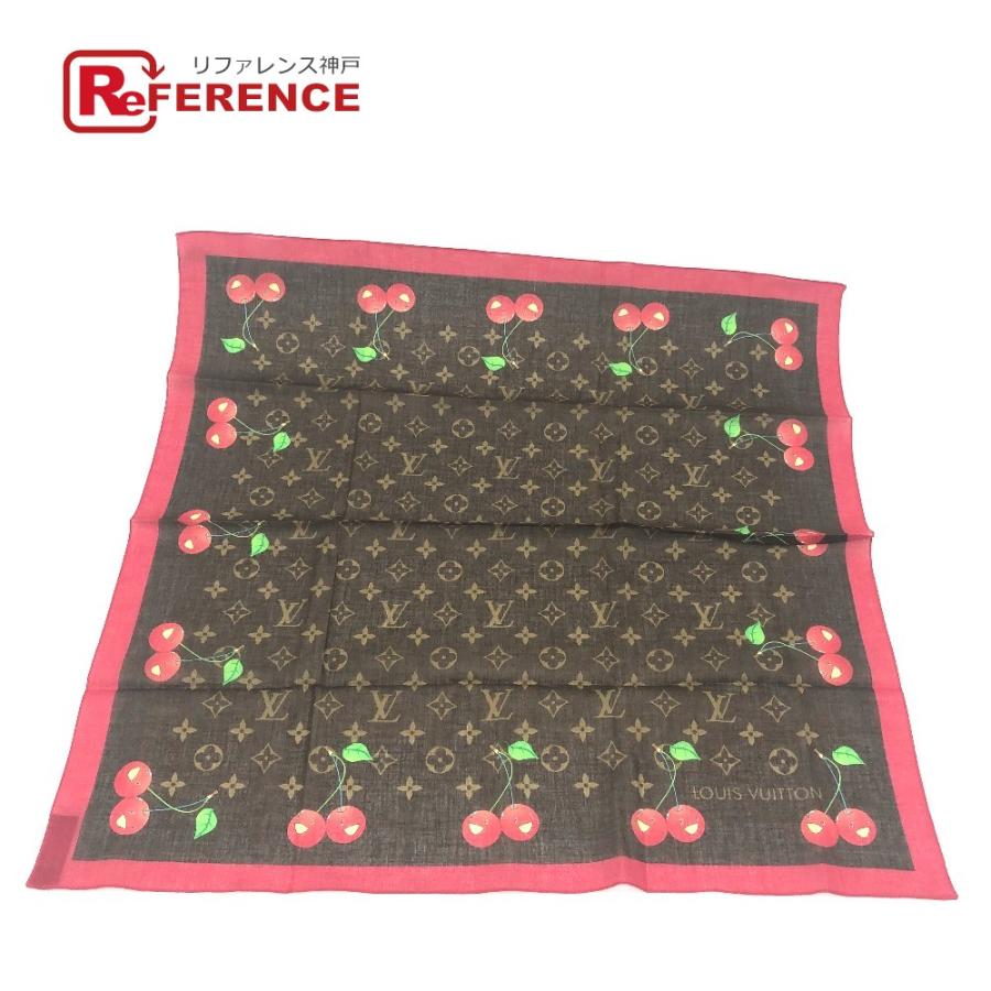 LOUIS VUITTON ルイヴィトン モノグラム チェリー スカーフ ハンカチ コットン ブラウン レディース【中古】 | LOUIS VUITTON