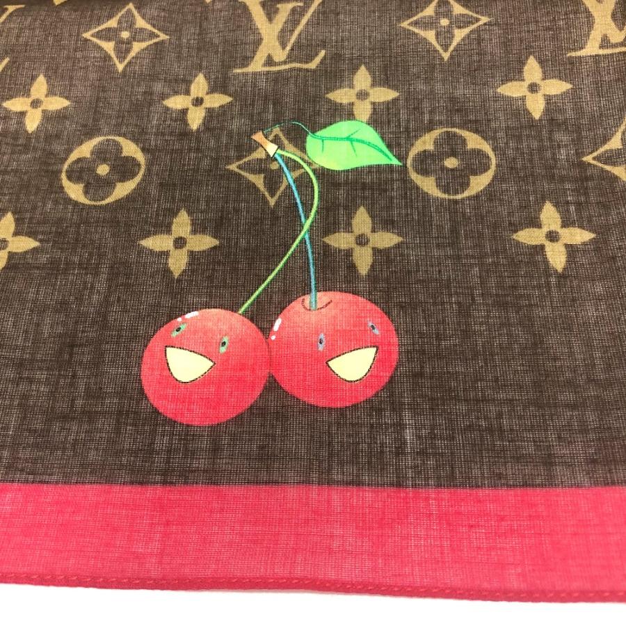 LOUIS VUITTON ルイヴィトン モノグラム チェリー スカーフ ハンカチ コットン ブラウン レディース【中古】 | LOUIS VUITTON | 02