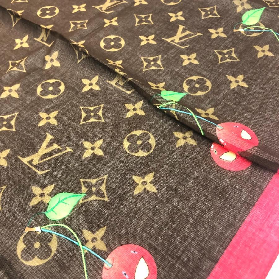 LOUIS VUITTON ルイヴィトン モノグラム チェリー スカーフ ハンカチ コットン ブラウン レディース【中古】 | LOUIS VUITTON | 03