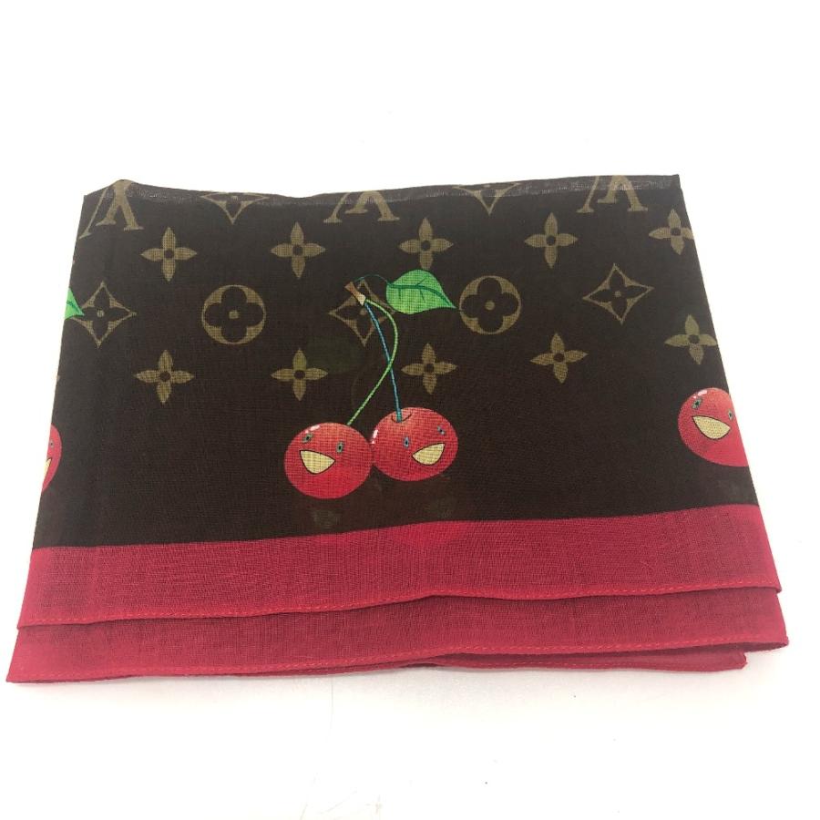 LOUIS VUITTON ルイヴィトン モノグラム チェリー スカーフ ハンカチ コットン ブラウン レディース【中古】 | LOUIS VUITTON | 06