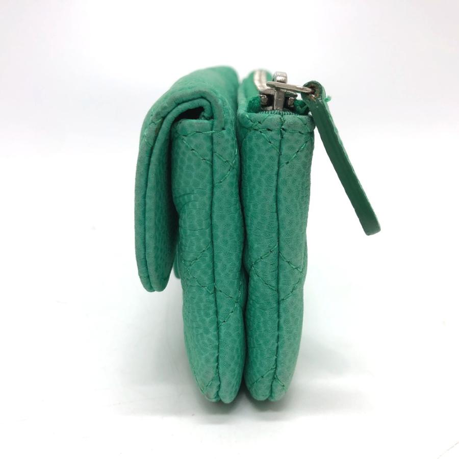 CHANEL シャネル ココマーク CC マトラッセ ウォレット コインケース ソフトキャビアスキン グリーン レディース【中古】 | CHANEL | 02