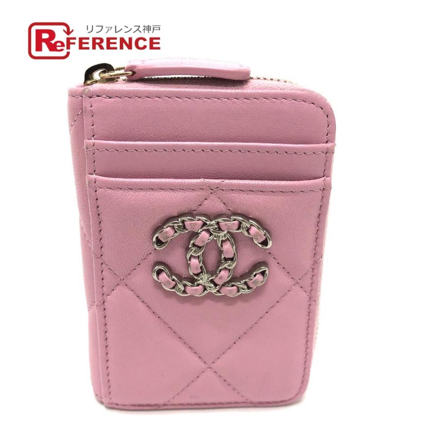 CHANEL シャネル ココマーク CC マトラッセ/カードケース ウォレット/サイフ コインケース ラムスキン ピンク レディース【中古】 | CHANEL