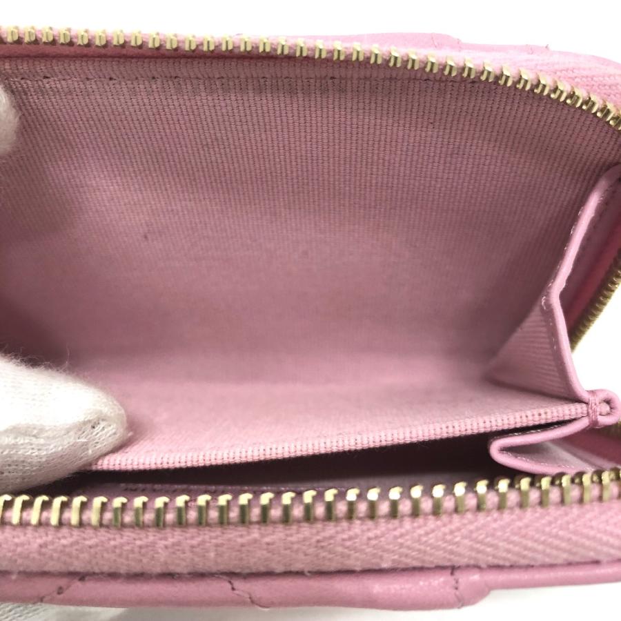 CHANEL シャネル ココマーク CC マトラッセ/カードケース ウォレット/サイフ コインケース ラムスキン ピンク レディース【中古】 | CHANEL | 08