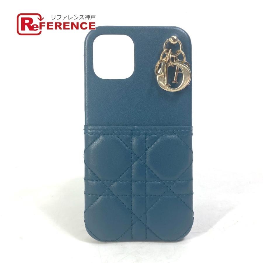 Christian Dior クリスチャンディオール レディディオール カナージュ iPhone12/12Pro iPhoneケース レザー ネイビー レディース【中古】 | 