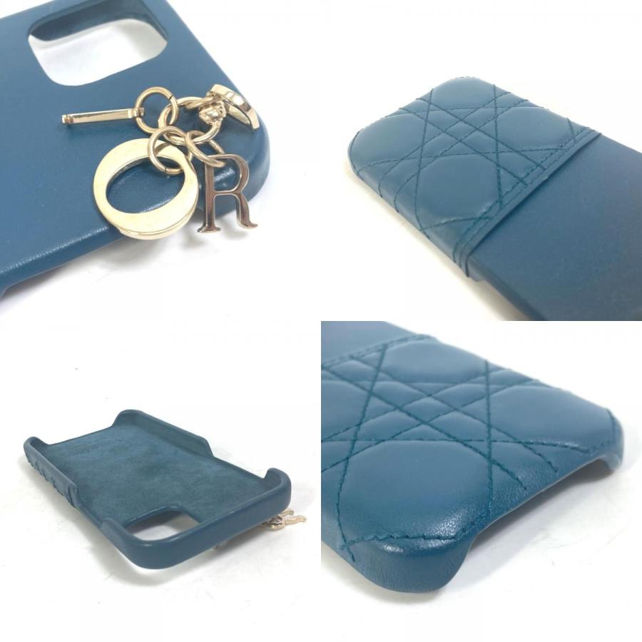 Christian Dior クリスチャンディオール レディディオール カナージュ iPhone12/12Pro iPhoneケース レザー ネイビー レディース【中古】 |  | 08