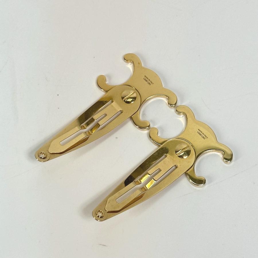 CELINE セリーヌ トリオンフ スナップ ヘアクリップ ヘアアクセサリー ヘアピン GP ゴールド レディース【中古】 | CELINE | 01