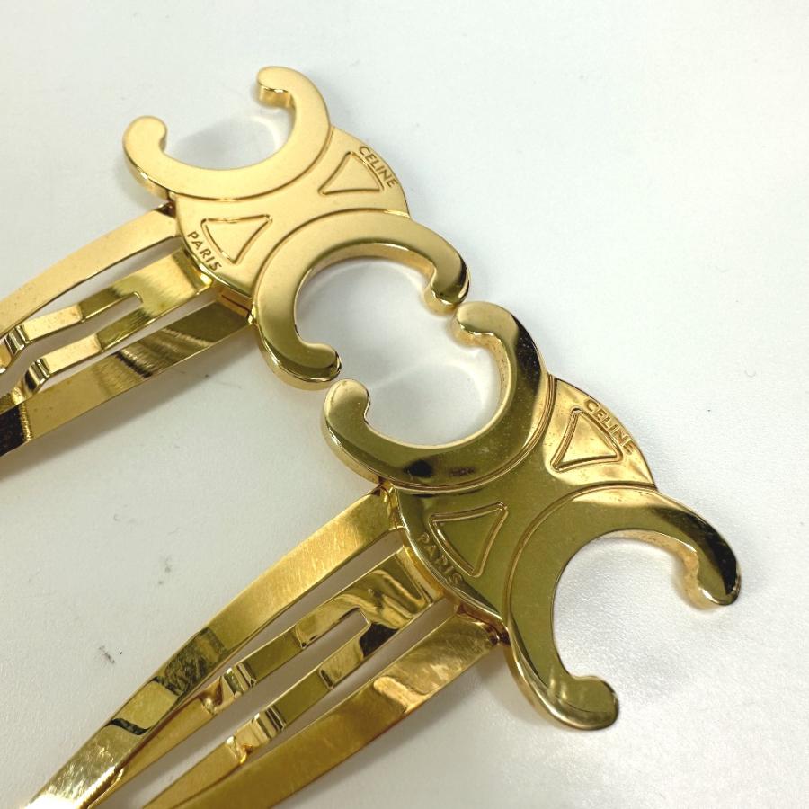 CELINE セリーヌ トリオンフ スナップ ヘアクリップ ヘアアクセサリー ヘアピン GP ゴールド レディース【中古】 | CELINE | 02