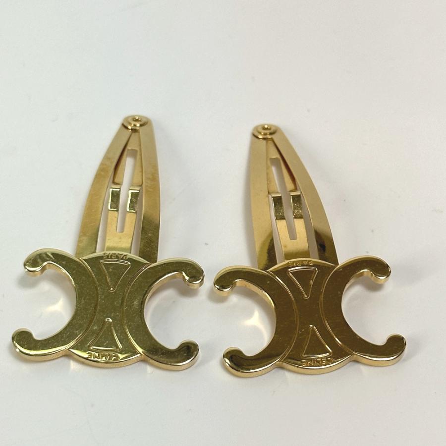 CELINE セリーヌ トリオンフ スナップ ヘアクリップ ヘアアクセサリー ヘアピン GP ゴールド レディース【中古】 | CELINE | 04