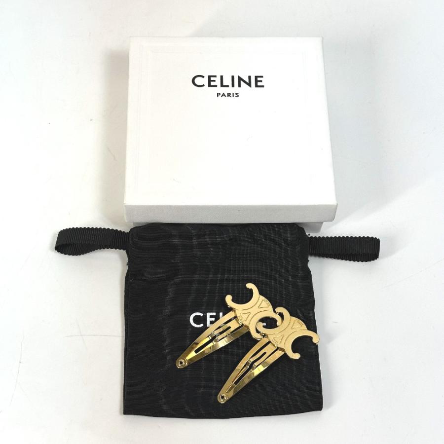CELINE セリーヌ トリオンフ スナップ ヘアクリップ ヘアアクセサリー ヘアピン GP ゴールド レディース【中古】 | CELINE | 06