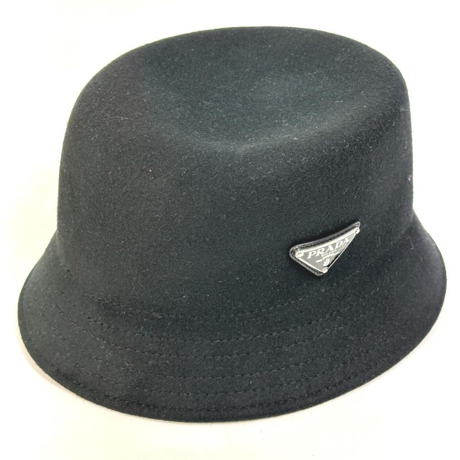 PRADA プラダ 2HC267 トライアングルロゴ バケット ハット ウール ブラック ユニセックス【中古】未使用 | PRADA | 02