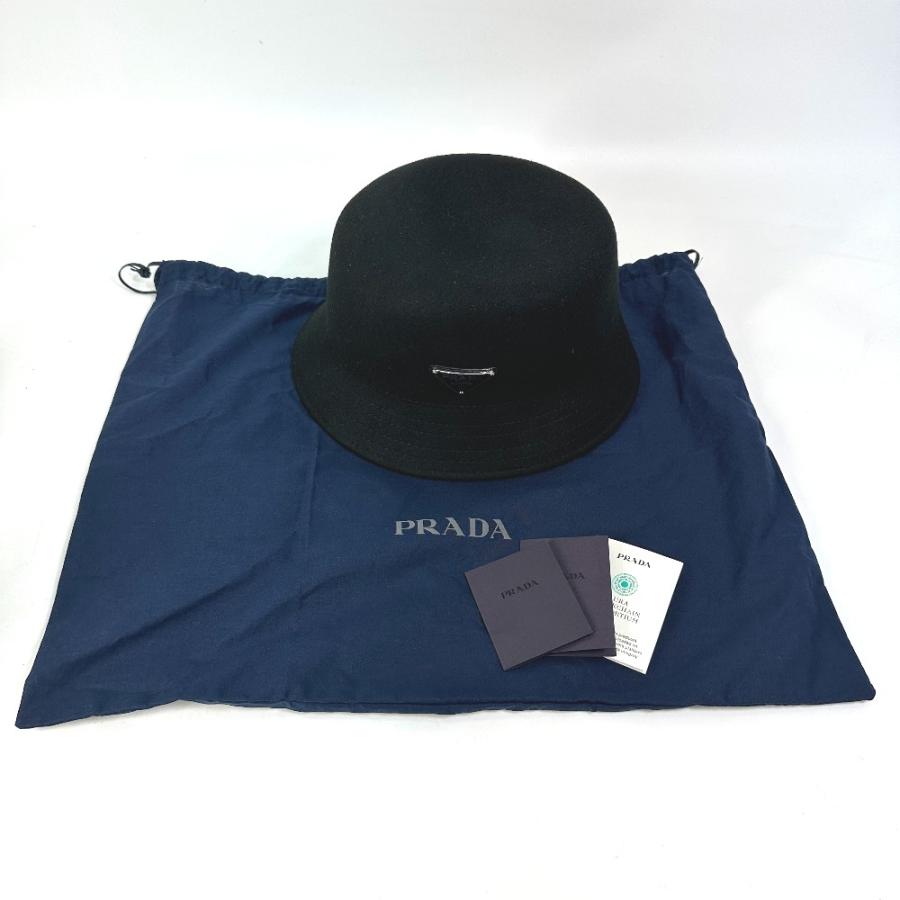 PRADA プラダ 2HC267 トライアングルロゴ バケット ハット ウール ブラック ユニセックス【中古】未使用 | PRADA | 09
