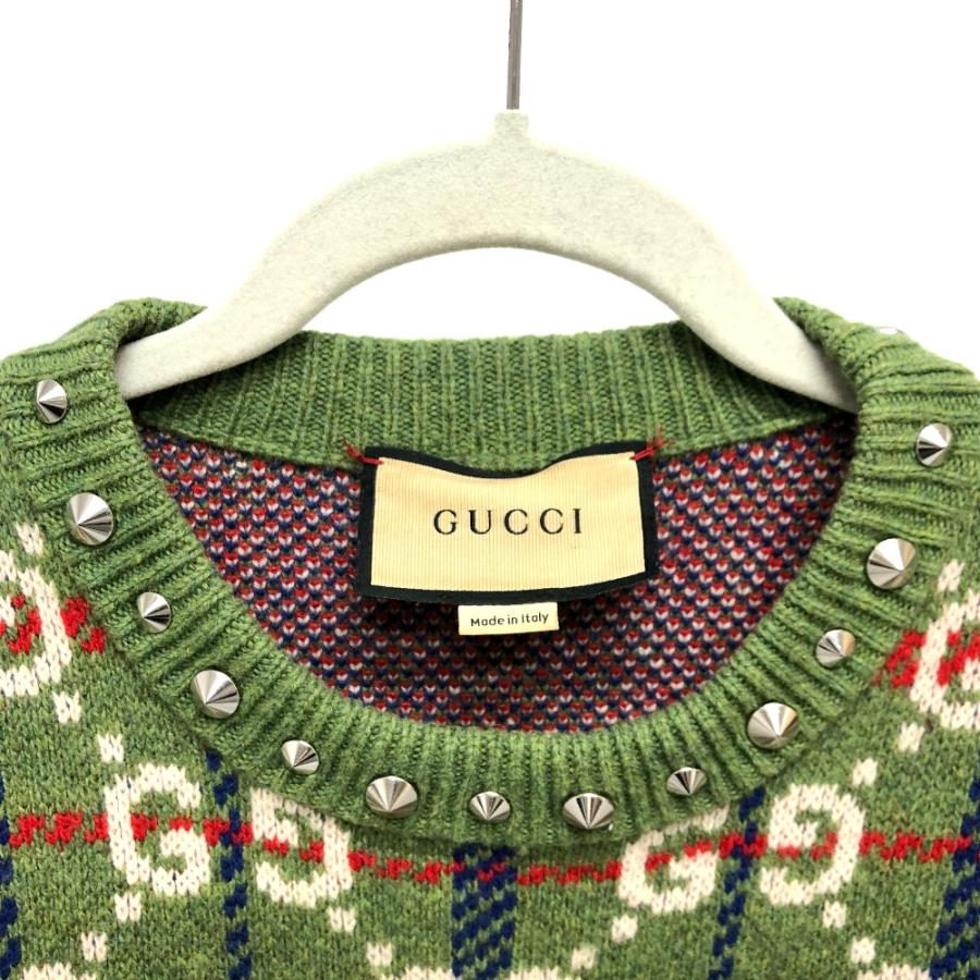 GUCCI グッチ 713571 スタッズ ニット GG セーター グリーン メンズ【中古】 | GUCCI | 02