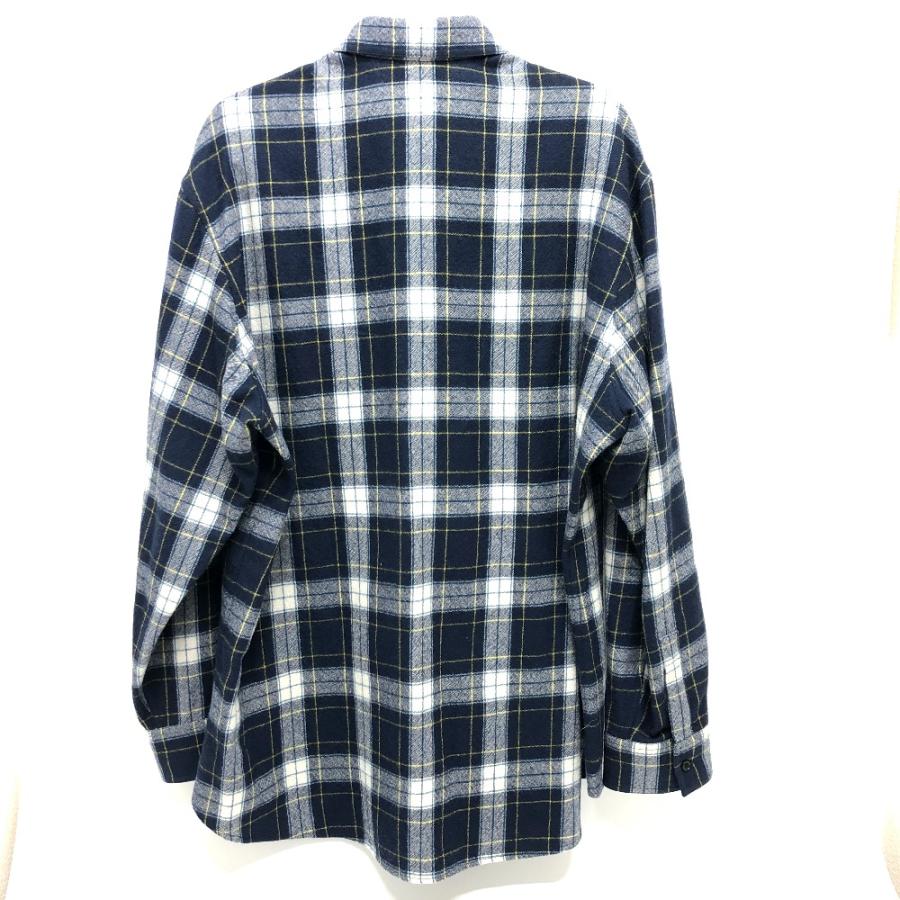 CELINE セリーヌ 2C555198O チェック Checked Wool Loose Shirt 長袖シャツ ネイビー メンズ【中古】 | CELINE | 01
