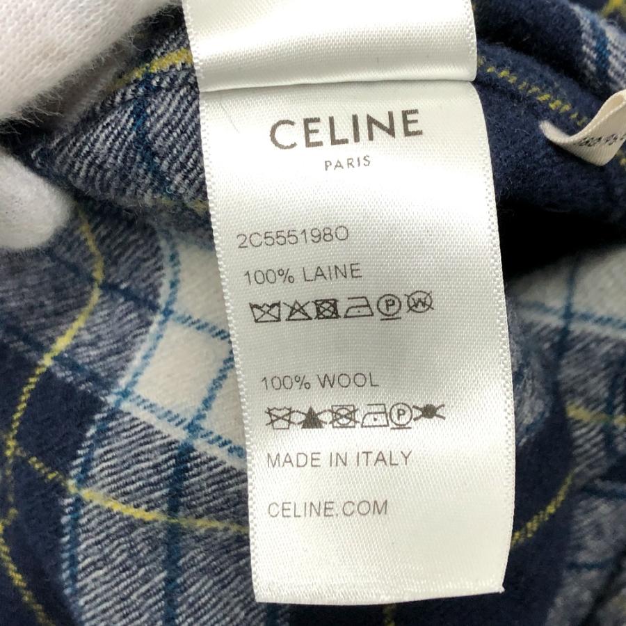 CELINE セリーヌ 2C555198O チェック Checked Wool Loose Shirt 長袖シャツ ネイビー メンズ【中古】 | CELINE | 08