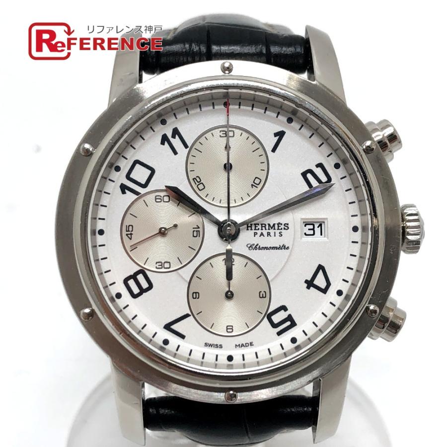 HERMES エルメス CP1.910 クリッパー クロノ  自動巻き クロノグラフ デイト 腕時計 時計 ウォッチ 腕時計 シルバー メンズ【中古】 | HERMES